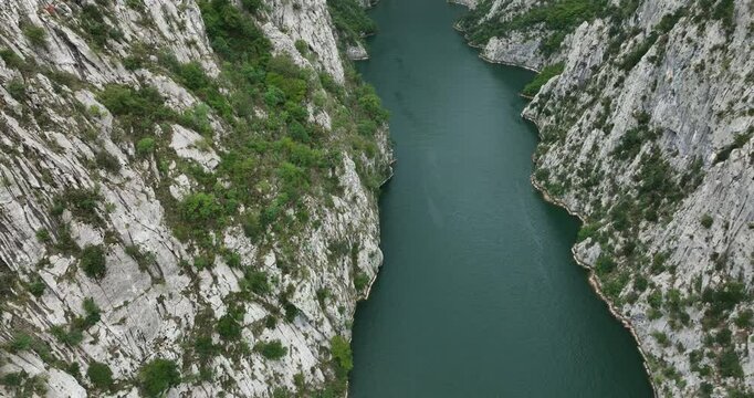 Aerial View Of Komani Lake And Rough Canyons In Kukes, Shkoder, Albania.