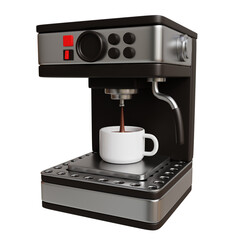 3D Coffee Machine Serving Cup Model Illustration Isolated On Transparent Background