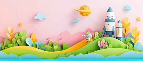 Naklejka premium Futuristic space exploration laboratory technology innovations colorful landscape creative viewpoint imaginative concepts