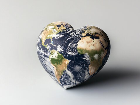 Heart-shaped earth promoting environmental awareness and global unity
