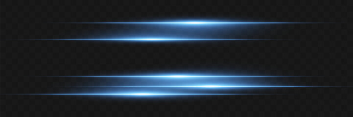 Neon blue horizontal speed lines. Glowing stripes.Vector.EPS 10.