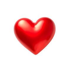 Glossy Red Heart Isolated on White Background