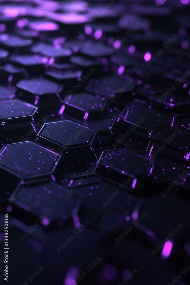 Poster abstract close-up of hexagonal patterns with purple glow