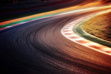 High-speed action on an asphalt racing curve.