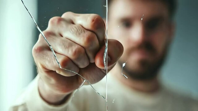 A man reflecting on toxic masculinity in a cracked mirror