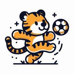 Energetic Soccer Tiger Mascot Logo Vector Illustration for Sports