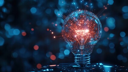 Glowing Lightbulb Abstract Digital Art