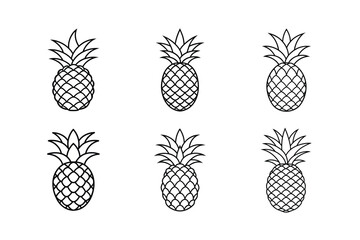 Pineapple – Ananas comosus line art vector illustration