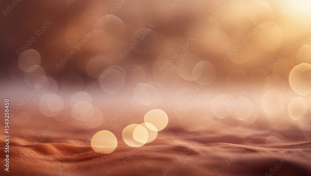 Aufkleber textured sand with soft bokeh lights creating a warm and serene atmosphere during golden hour in a n