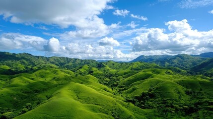 Obraz premium Exploring lush green hills scenic landscape nature photography vibrant environment aerial view serenity of nature