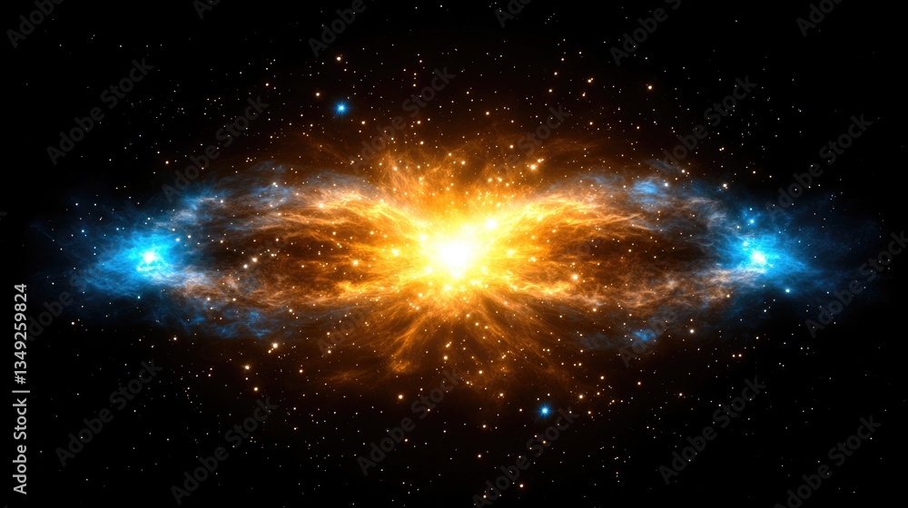 Poster cosmic explosion of energy and light outer space digital art starry environment celestial viewpoint 
