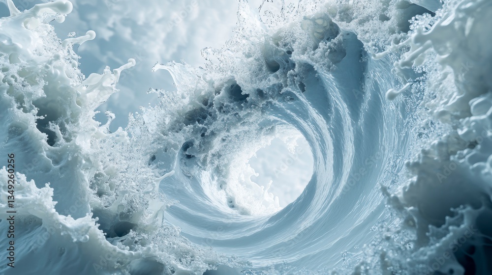 Poster close-up of a powerful, swirling ocean wave, showing texture and movement.