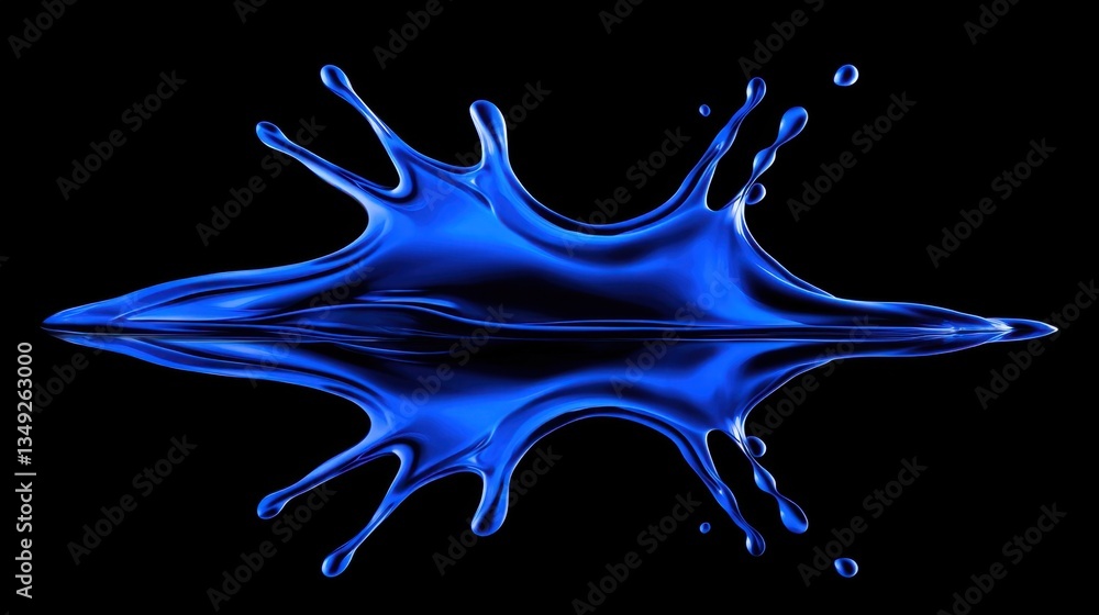 Poster high-speed shot of dark blue water splashing dynamically, frozen in motion with copy space on a smoo