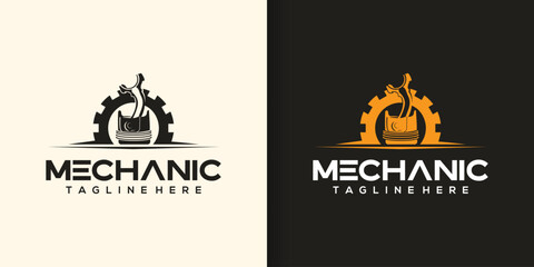 Automotive logo design, logo for garage workshop with piston gear elements