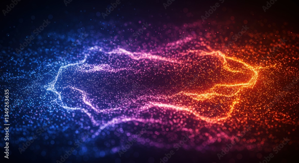 Poster a vibrant abstract digital rendering features a central nebulous form outlined in bright light again