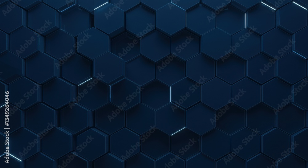Poster a close-up, abstract digital rendering features a repeating pattern of dark blue, slightly raised he