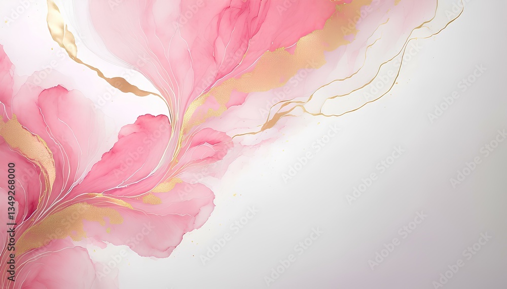 Poster abstract pink gold watercolor background with copy space for add text or design.