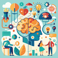 Conceptual Business Collaboration and Idea Generation Flat Design Style