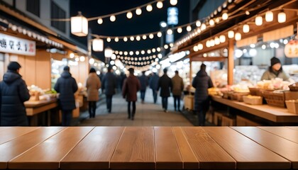 Lively night market with bustling stalls and festive atmosphere