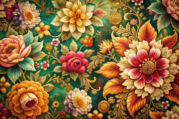 Vintage Thai Floral Home Decor Art: Intricate Patterns & Rich Colors