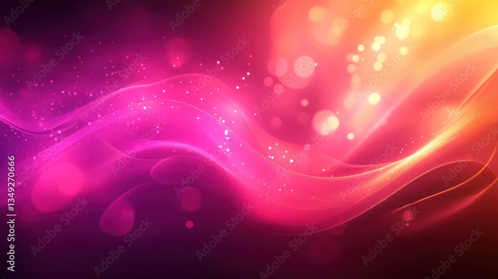Poster abstract colorful wave design with glowing lights and soft gradients