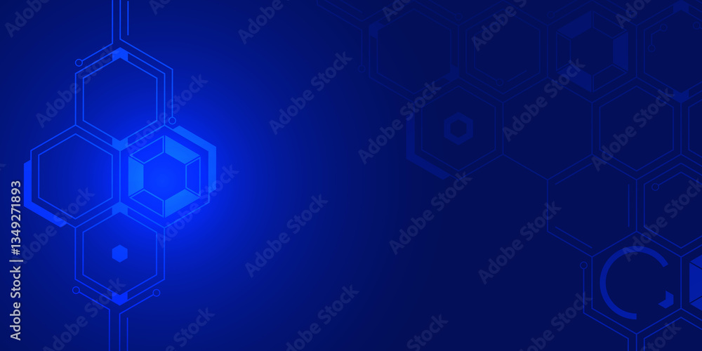 Aufkleber minimalistic cyber interface with neon blue hexagonal patterns, perfect for digital networks and sma