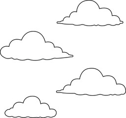 cloud set line art vector illustration black color thin line