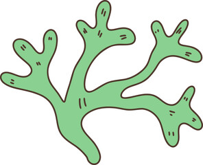 Cute colourful coral reef cartoon hand painting