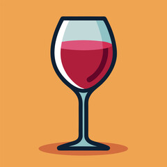 Elegant Wine Glass Illustration with Red Wine