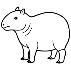 Obraz premium Minimalist Capybara: A simple, line-art illustration of a capybara, showcasing its distinctive form and features.