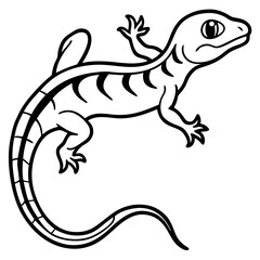 Fototapeta premium Reptilian Grace: A captivating black and white illustration of a gecko in its natural form.