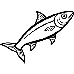 Obraz premium Illustration of a Fish: A detailed line drawing of a fish, showcasing its fins, scales, and sleek body in a minimalistic, yet informative style.