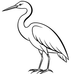 Obraz premium Elegance in Black and White: A detailed illustration of a heron standing tall, showcasing its graceful posture and sharp features in a stark monochrome setting.