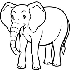 Obraz premium Elephant Illustration: A charming line art illustration of an elephant stands, ready to bring a touch of the exotic to coloring books, educational materials, or playful designs.