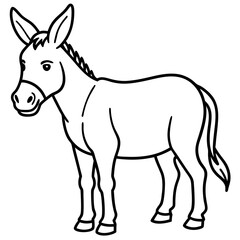 Obraz premium Donkey in Monochrome: A charming monochrome illustration of a donkey, capturing its endearing features in a clean and simple graphic style.