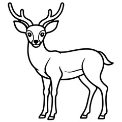 Fototapeta premium Stately Stag Illustration: A dignified stag, showcasing majestic antlers, stands elegantly, its form meticulously outlined in a monochrome artistic style.