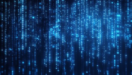 Abstract Blue Digital Data Stream Background