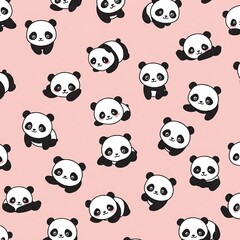 Naklejka premium cute background with funny panda pattern 