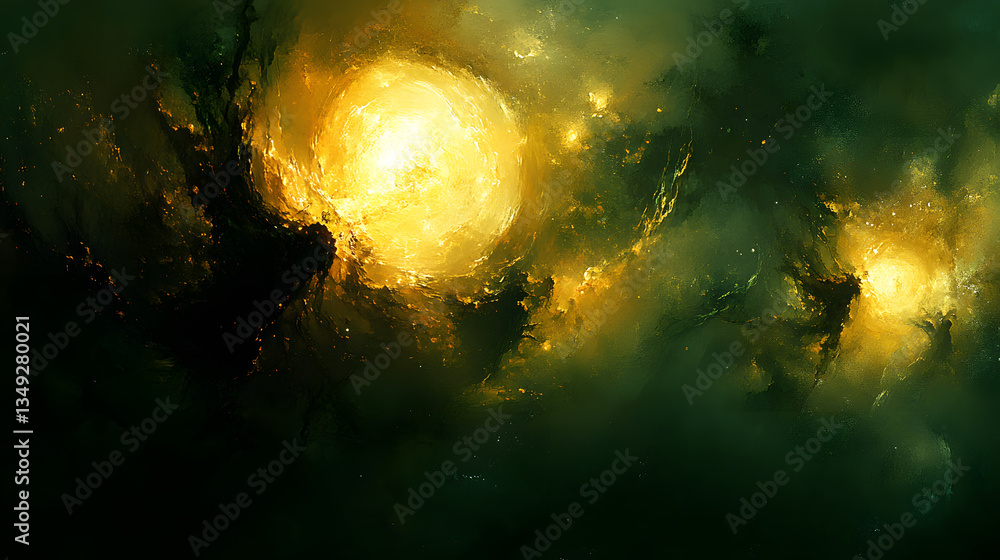 Aufkleber abstract light patterns with glowing orbs in a dark background