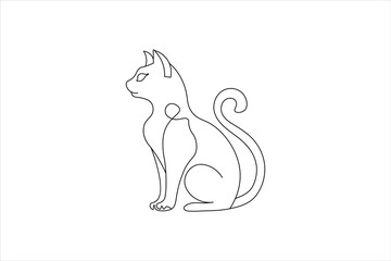 Continuous one line cat drawing out line vector illustration design

