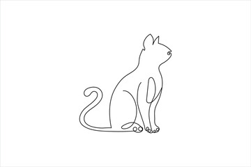 Fototapeta premium Continuous one line cat drawing out line vector illustration design
