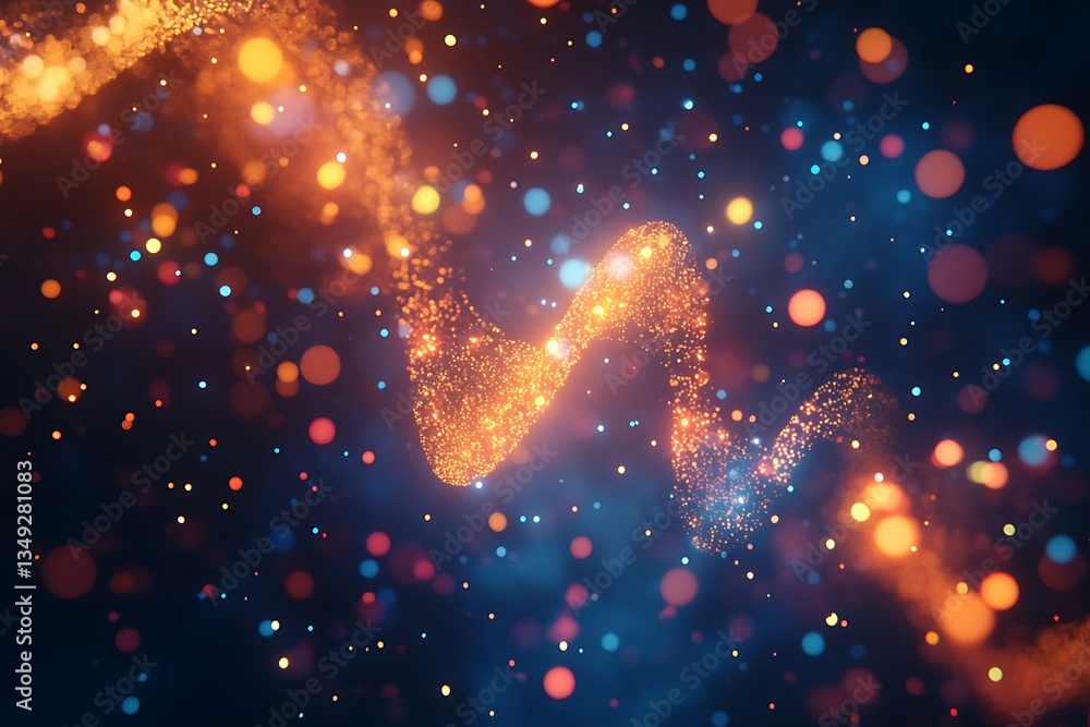 Poster abstract glowing particle wave background