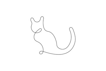 Continuous one line cat drawing out line vector illustration design

