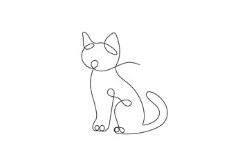Continuous one line cat drawing out line vector illustration design

