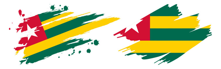 Vector illustration of Togo flag in brush stroke effect on transparent background