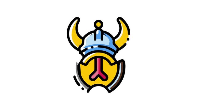 emblem viking color icon animation