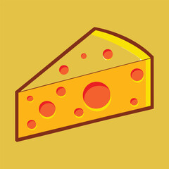 Cartoon Wedge of Cheese Illustration