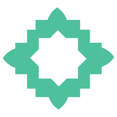 Vector illustration of Islamic ornament logo design in green color.