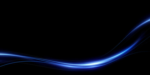 Abstract lines.Neon lines of speed and fast wind. effect of moving at the speed of light. Blue glow effect. Magic shiny line. Neon. Background.	