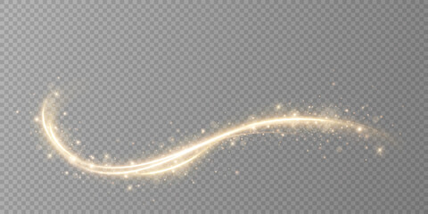 Glowing golden magic light effect. Vector graphics of neon lines motion. Abstract light lines of movement and speed. © kulinskaia